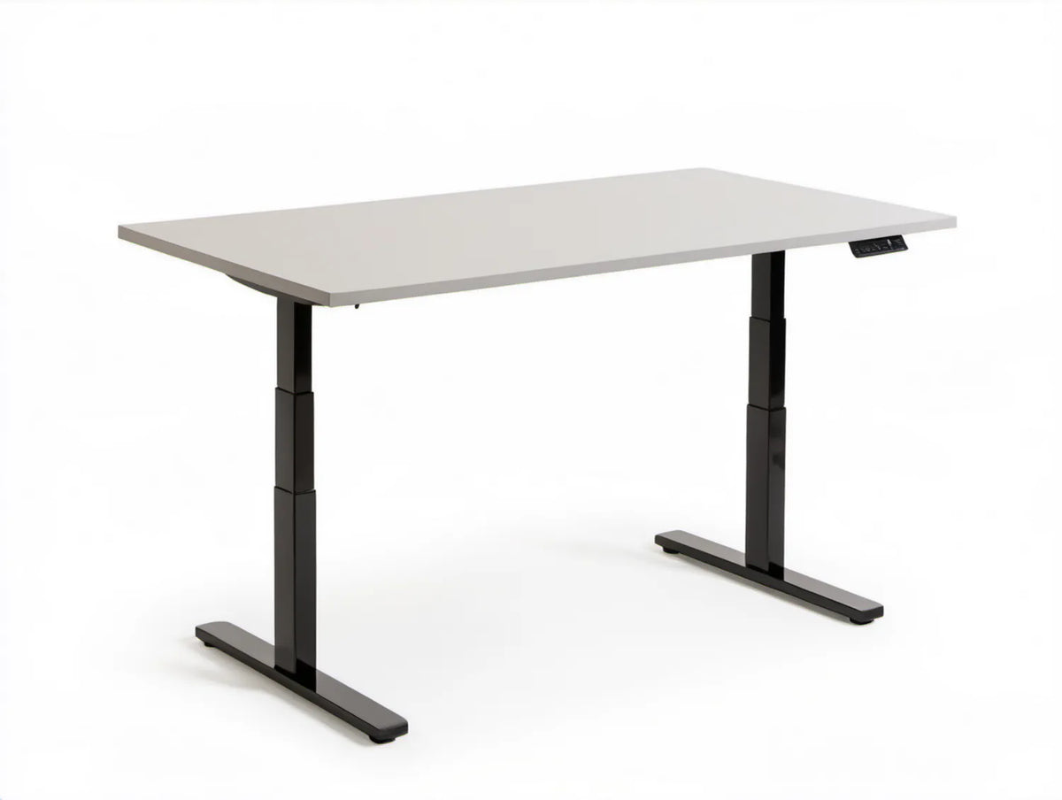 Elektrycznie regulowane biurko 120 x 60 cm, białe z czarnym stelażem