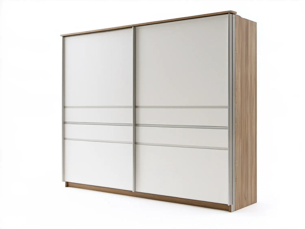 Szafa z drzwiami przesuwnymi 200 × 60 × 215 cm Biała/Dąb naturalny/Szara
