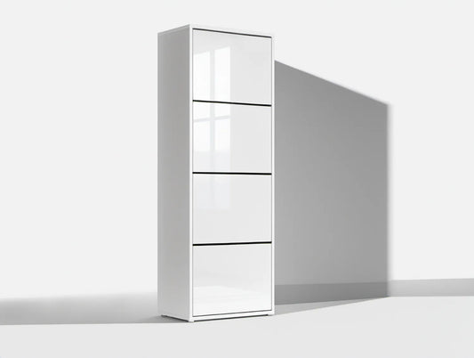Biała szafka na buty 50 x 24 x 180 cm, 4 uchylne komory