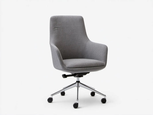 Szare obrotowe krzesło biurowe z tkaniny poliestrowej 62 x 62 x 91–101 cm