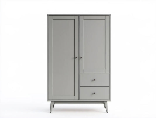 Szara szafa dwudrzwiowa z MDF, 2 szuflady, 100 x 55 x 190 cm