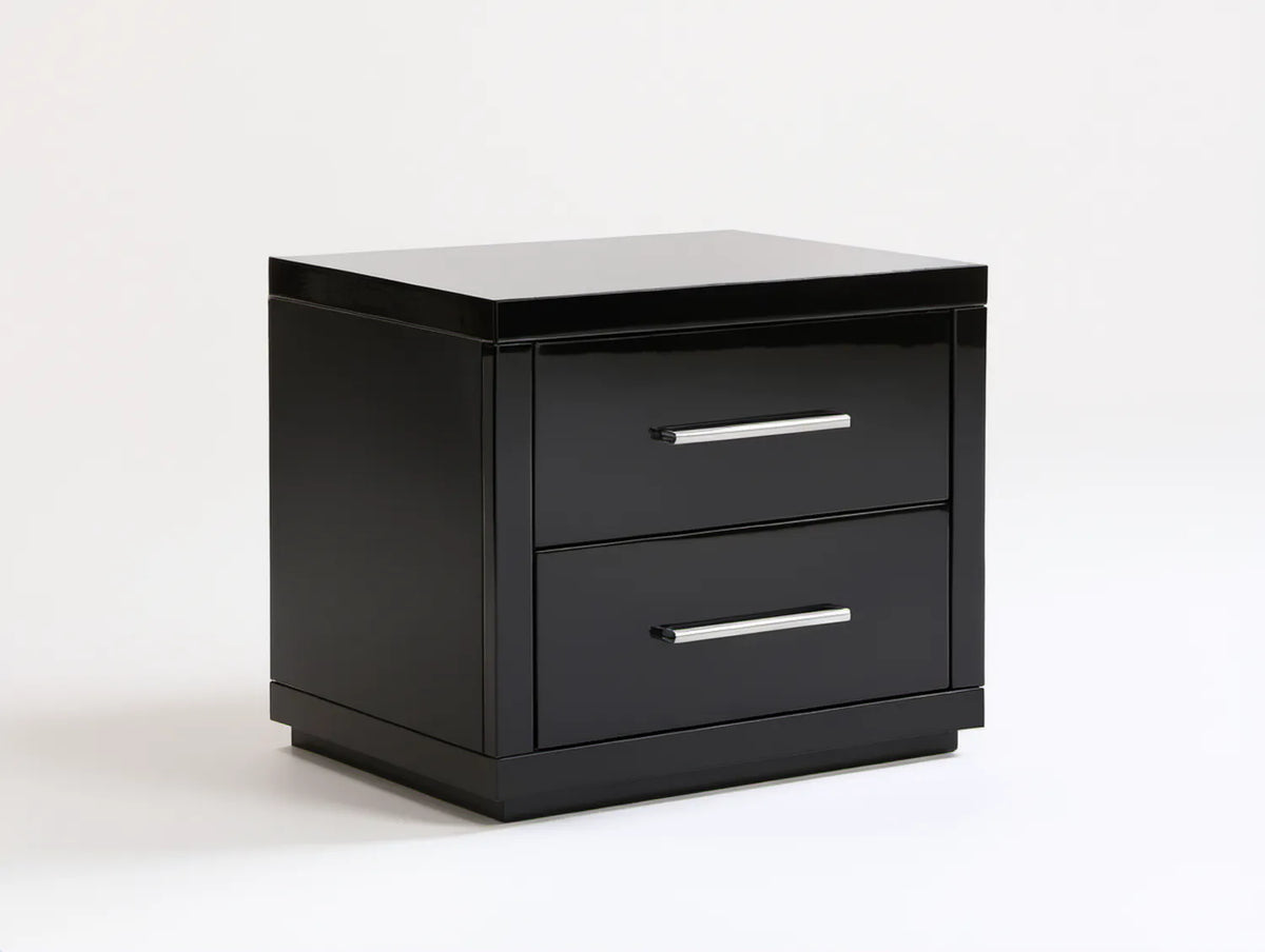 Czarna szafka nocna z 2 szufladami, MDF, 50 × 40 × 50 cm