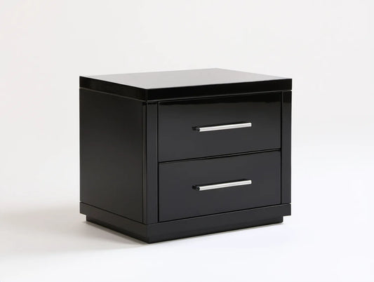 Czarna szafka nocna z 2 szufladami, MDF, 50 × 40 × 50 cm