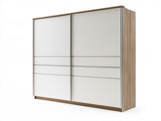 Szafa z drzwiami przesuwnymi 200 × 60 × 215 cm Biała/Dąb naturalny/Szara