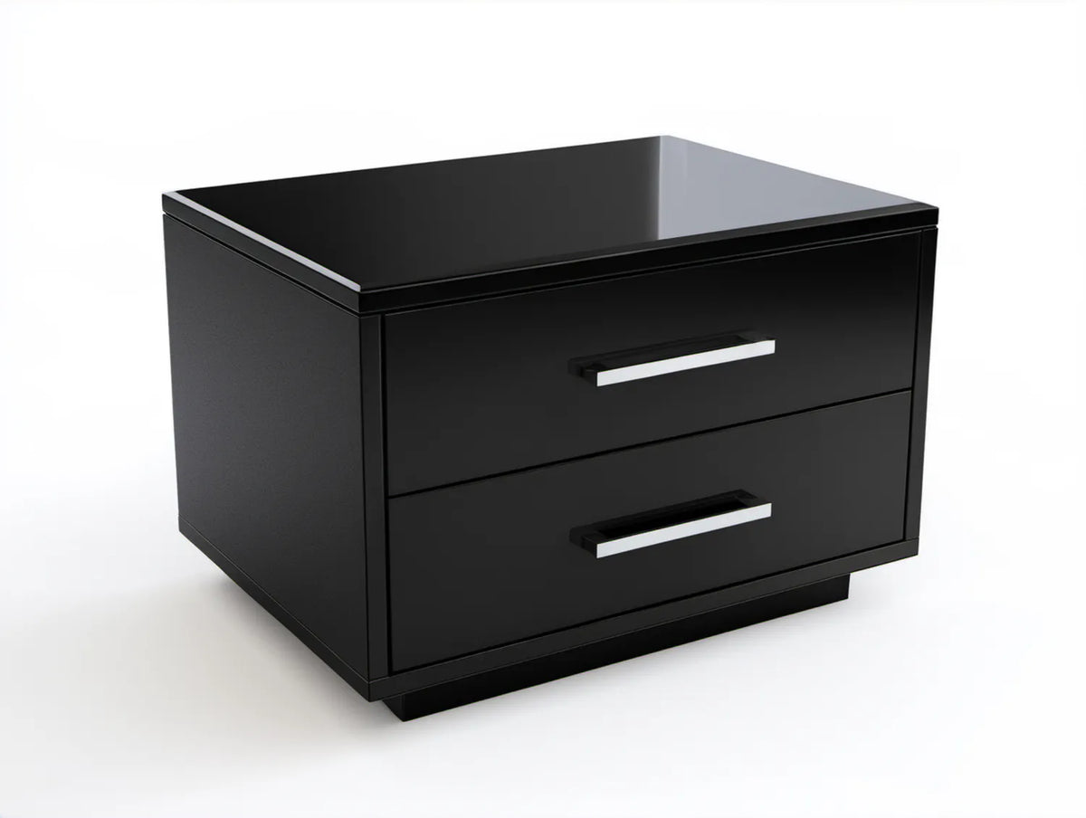 Czarna szafka nocna MDF z 2 szufladami, 50 x 40 x 45 cm