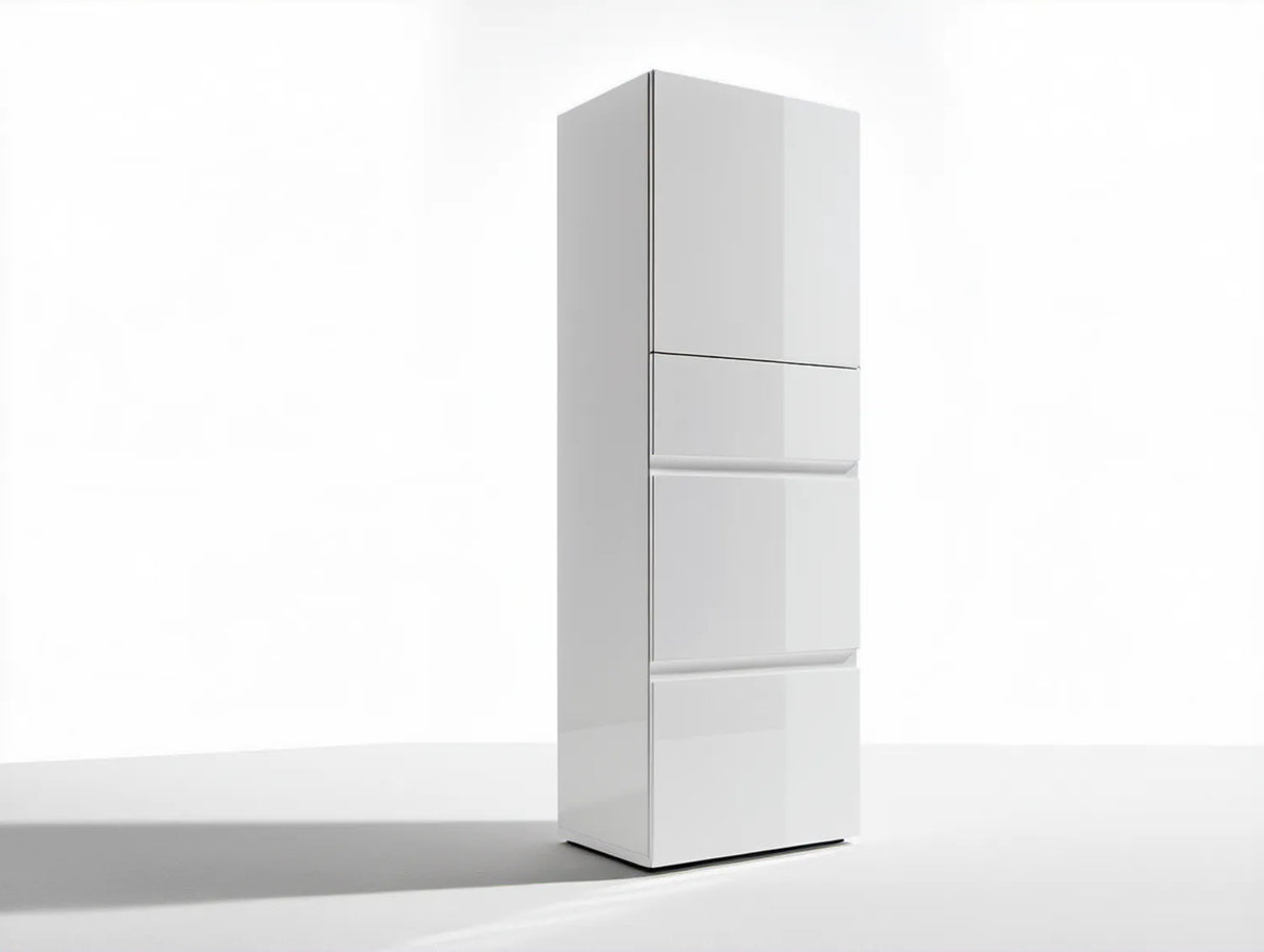 Biała szafka na buty z MDF 60 x 24 x 180 cm z 3 uchylnymi komorami